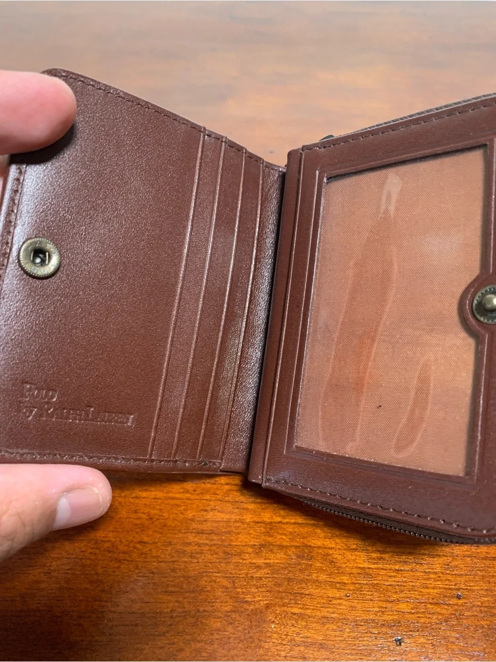 POLO Ralph Lauren Plaid Brown Leather Coin Wallet Blackwatch Tartan VTG